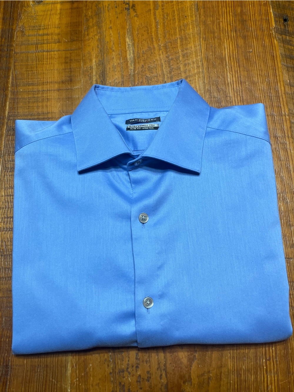 Van Heusen Flex Wrinkle Free Slim Fit Stretch Light Blue Dress Shirt Size Medium